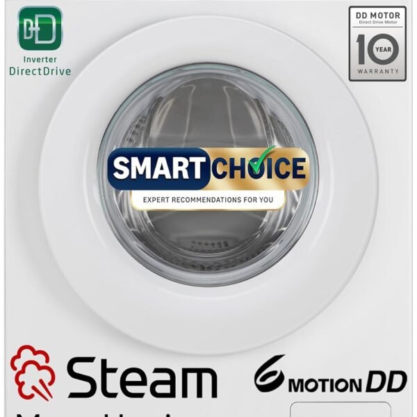 LG Smart Choice, 7 Kg, 5 Star, Steam, Inverter Direct Drive Technology, 6 Motion DD, Fully-Automatic Front Load Washing Machine (FHB1207Z2W, Remove Allergens & Stain, In-Built Heater, Essence White)