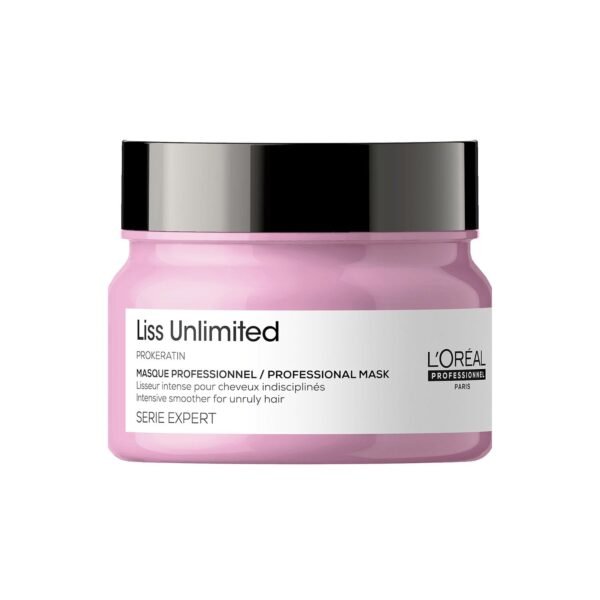 L'Oréal Professionnel Liss Unlimited Mask for Frizzy & Unruly Hair - 250ml | Intensive Smoothing Mask for Frizz-Control | Enriched with Pro-Keratin | Increases Softness & Shine