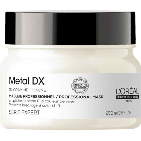 L’Oréal Professionnel Metal DX Anti-Deposit Protector Hair Mask - 250ml | Professional Mask for Less Breakage, Get Strong & Shiny Hair | With Glicoamine | For Men & Women
