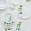 Larah by Borosil Green Leaves Silk Series Opalware Dinner Set | 35 Pieces for Family of 6 | Microwave & Dishwasher Safe | Bone-Ash Free | Crockery Set for Dining & Gifting | Plates & Bowls | White