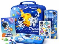 Le Delite Space Astronaut Goody Box Bag Combo Party Favor Supplies Return Gift Kids - School Stationery Diary Pencils erasers Cute Stylish Pencil Box & Suitcase Lunch Bag