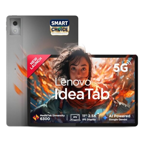 Lenovo Idea Tab Smartchoice | Wi-Fi + 5G |11" Display, 2.5K Resolution, 90Hz Refresh|8GB RAM, 256GB ROM| MediaTek Dimensity 6300| 7040mAh|4 Speakers| USB-C| Luna Grey