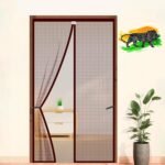 LifeKrafts Polyester Magnetic Mosquito Net for All Door Types & Sizes, Auto-Closing Insect Screen/Curtain to Keep Mosquito Out, (200x100 cm) Brown