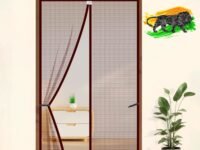 LifeKrafts Polyester Magnetic Mosquito Net for All Door Types & Sizes, Auto-Closing Insect Screen/Curtain to Keep Mosquito Out, (200x100 cm) Brown