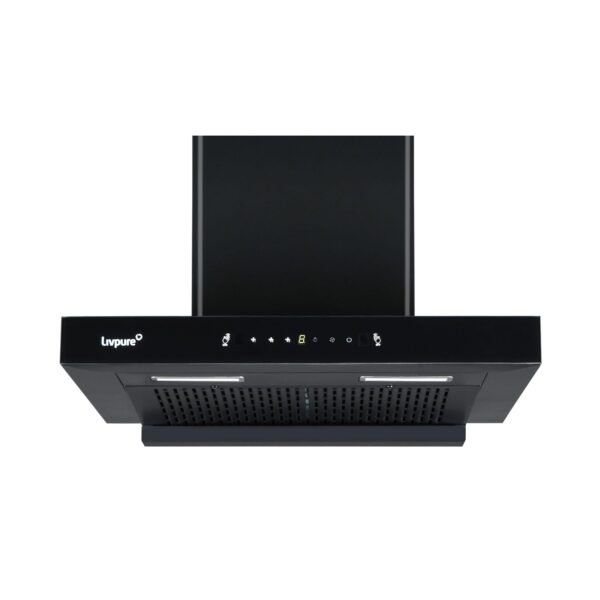 Livpure Fenix 60 Cm 1400 m3/hr T-Shape | Filterless Auto Clean Kitchen Chimney with Oil collector |10 Year Warranty On Motor (2 Year Comprehensive) by Livpure, (Touch & Gesture Control, Black)