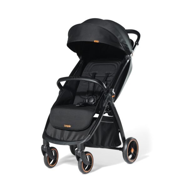 Loopie Hop Stroller | 0-4 Years| Travel Friendly Cabin Stroller| Foldable| Aluminium Frame| Sun Protection Canopy | 5 Point Safety Harness| Adjustable Seat| Shock Absorber Wheels| 1 year Warranty | CHARCOAL BLACK