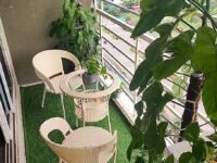 Lotey Garden Patio Seating Chair And Table Set, Outdoor Balcony Garden Coffee Table Set Furniture (2+1) (Cream) - Rattan