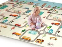 LuvLap Cityscape Double Sided Water Proof Baby Floor Mat, Multicolor, Reversible Floor mats for Kids, Baby mats for Floor, Crawling Baby, Extra Large Size, 6'5" x 4'10" (195.5cmx147cm), 0.8cm Thick