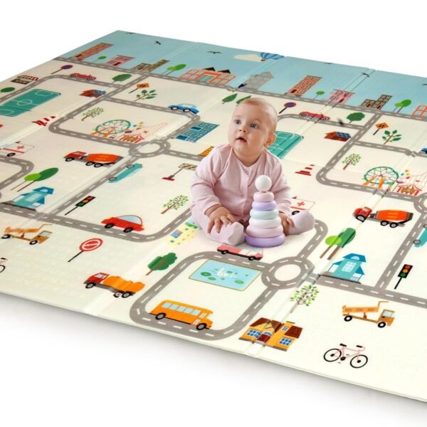 LuvLap Cityscape Double Sided Water Proof Baby Floor Mat, Multicolor, Reversible Floor mats for Kids, Baby mats for Floor, Crawling Baby, Extra Large Size, 6'5" x 4'10" (195.5cmx147cm), 0.8cm Thick