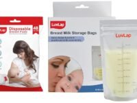 Luvlap Baby Breast Milk Storage Bags (Pack of 50), Bpa Free Disposable Milk Freezer Bags for Breast Feeding, Transparent & Ultra Thin Honeycomb Nursing Breast Pads, 48Pcs, Disposable