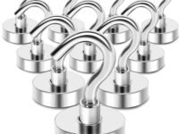 MIKEDE Magnetic Hooks Heavy Duty, 25Lbs Neodymium Magnets with Hooks for Refrigerator, 10Pcs Strong Cruise Hooks for Hanging, Magnetic Hanger for Grill, Toolbox, Storage