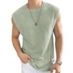 Mens Waffle Tank Tops Sleeveless Round Neck Polycotton T-Shirt for Gym, Running and Outdoor