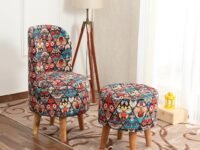 NACIA Printed Ottoman Pouffes Chair Stool for Living Room Furniture Sitting Dressing Table Pouf Sofa Puffy Stool Room, Pouffes for Sitting Foot Rest, (Multicross)