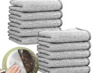 NAREVAL Scrub Pad Sponge Dishwashing Cloth Set Stainless Steel Scrubbers for Kitchen, Oven and Microwave Cleaning Wire Dishwashing Rags for Washing Dishes, Sinks, Counters Non-Scratch (Pack of 10)