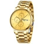 NIBOSI Men's Watches Analog Minimalist Black Dial Watch for Man Business Chronograph Casual Watches Stainless Steel Strap Date