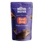 Nova Nova Best Bite Choco Filled Cones - Pack of 2 | Belgian Chocolate | 100% Eggless | No Added Preservatives (100g)