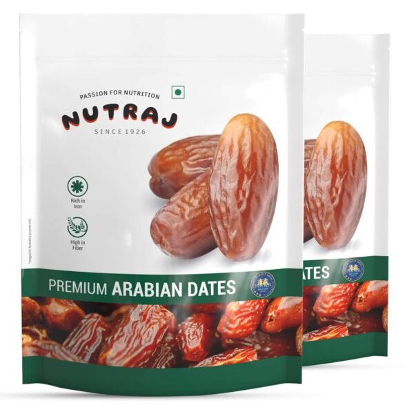 Nutraj UAE Dates 1kg (500g X 2) Pouch | Khajur | Dry Fruits and Nuts | Grocery