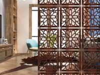 OLIVE TREE Room Partitions Hanging Room DIY Divider Panel Modern Hanging Screen Partition for Decorating Bedding, Dining, Study and Sitting Living -Room, Hotel - Walnut-7010