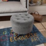 Office & Living Room Stool Home Decor | Upholstered Round Velvet Tufted Foot Rest Ottoman | Ottoman with Storage for Living Room & Bedroom | Decorative Home Furniture (Grey)