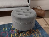 Office & Living Room Stool Home Decor | Upholstered Round Velvet Tufted Foot Rest Ottoman | Ottoman with Storage for Living Room & Bedroom | Decorative Home Furniture (Grey)