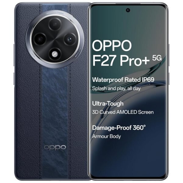 Oppo F27 Pro+ 5G (Midnight Navy, 8GB RAM, 256GB Storage) | 6.7" FHD+ AMOLED Toughest 3D Curved Display|64MP AI Featured Camera|IP69 | 67W SUPERVOOC| with No Cost EMI/Additional Exchange Offers
