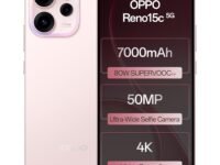 Oppo Reno15c 5G (Afterglow Pink, 12GB RAM, 256GB Storage) with No Cost EMI/Additional Exchange Offers