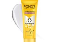 POND’S Sun Miracle SPF 50 PA+++ Crème Gel Sunscreen -Protect & Bright, With 3% Niacinamide, Fade Dark Spots in 4 Weeks, Lightweight, No White Cast 12g