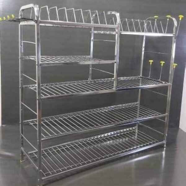 Palomino Wall Mount Kitchen Utensils Dish Rack | Stainless Steel Utensil Stand with Plate & Cutlery Holder (31 X 30 Inches) | Kitchen Shelves Organizer | Hanging