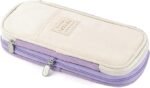 Pencil Pouch Durable Canvas Case with Zipper Portable Pen Case for School & Office Supplies, Large Capacity Pack of 1 (Cotton Purple)