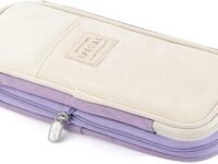 Pencil Pouch Durable Canvas Case with Zipper Portable Pen Case for School & Office Supplies, Large Capacity Pack of 1 (Cotton Purple)