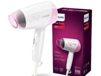 Philips India's No.1 Hair Styling Brand - Foldable Hair Dryer 1200W,Fast Blow Dry, 2 Heat Settings, ThermoProtect Tech, Travel-Friendly, Quick Dry, Frizz Control,For Indian Hair,HP8120/00 Pink,White