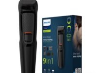 Philips India's No.1 Men's Trimmer | Self Sharpening Blades | Single Stroke Grooming I 9 In1 Face, Nose And Body I 2 +1* Year Warranty | No Oil Needed I 60 Min Runtime I MG3710/65,Black