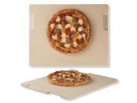 Pizza Stone 12" x 15" Rectangular Baking & Grilling Stone, Perfect for Oven, BBQ and Grill. Innovative Double - faced Built - in 4 Handles Design