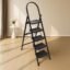 Plantex Hercules Pro 5-Step Foldable Ladder for Home with 150 kg Load Capacity/Heavy-Duty Steel Ladder/Anti-Slip Wide Step/Strong, Stable & Multi-Purpose (Black)