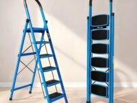 Plantex Premium 6 Step Ladder/Steel Ladder for Home Use/Wide Anti Skid Step Ladder/Non-Slip Handgrip(Blue & Black)