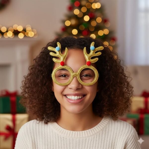 PoPo Toys Christmas Glasses Photo Booth Props, Fun Party Accessories for Adults, Colorful Christmas Party Decorations, Holiday Celebration Eyewear | Horn Prop