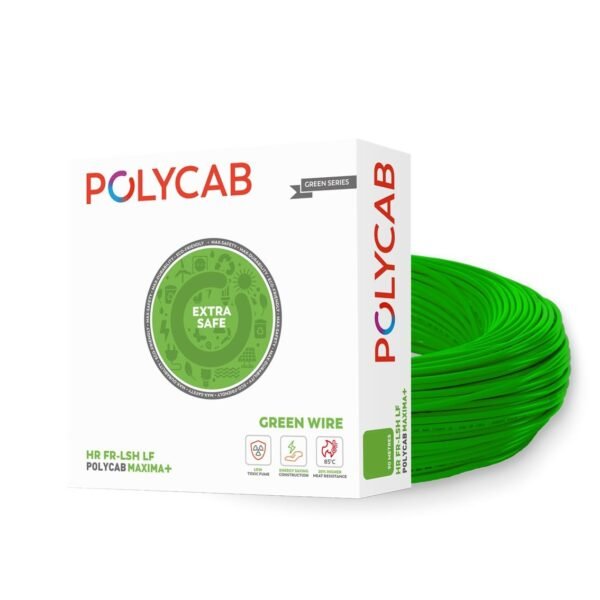 Polycab MAXIMA+ Green wire 6sqmm 90M coil | Low smoke | low halogen | Energy saving | Heat resistant | Rodent protection | Eco friendly housewire [Green]