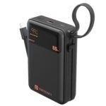 Portronics 65W Ignis 65 20000mAh Fast Charging Powerbank with in-Built Type C Cable for Android Smartphones, iPhones, ipads, Tablets & Macbooks, Type C PD Port, LED Display, Strong Lanyard (Black)