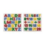 Preschool Wooden Educational Puzzle Set - Learn Alphabet & Numbers, Colourful Montessori Toy, Develops Hand-Eye Coordination (Alphabet & Number)