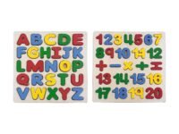 Preschool Wooden Educational Puzzle Set - Learn Alphabet & Numbers, Colourful Montessori Toy, Develops Hand-Eye Coordination (Alphabet & Number)