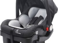 R for Rabbit Picaboo Grand 4 in 1 Multi Purpose Baby Carry Cot Cum Car Seat with 3 Level Recline Position and Detachable Base Carry cot for 0 to 15 Months Baby (Black Grey)