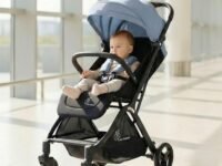 R for Rabbit Street Smart Ace Auto Fold Stylish Newborn Baby Stroller| Aluminum Frame Pram with One Click Fold |Travel Friendly Cabin Trolley Stroller for 0-3 Years Kids||(Blue Black)