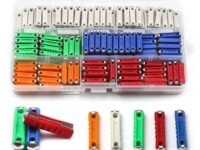REES52 200 Pcs Continental Fuses Torpedo Type Set with Plastic Storage Box European Automotive Fuse 5A 8A 10A 16A 25A for Vintage Old Style Classic Cars