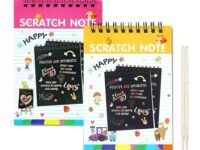 Rainbow Scratch Notepad With Magical Rainbow Color, Notepad with Pencil Stick, Educational Toy for Kids, Pack Of 2