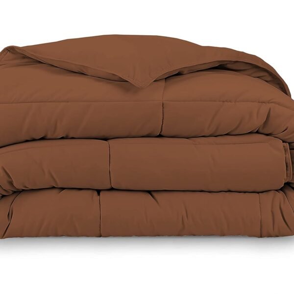 Razzai Down Alternative Soft Quilted 300 GSM All Weather Comforter (60" x 90" Inches/152cm x 228cm) - Single Bed Comforters|Chocolate Brown