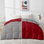 Razzai Reversible Microfiber Comforter - 500 GSM Winter Premium Collection Quilted (90" x 100" Inches/228cm x 254cm) - Double Bed Silver/Burgundy TC-400