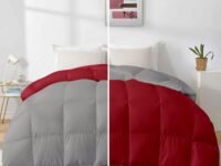 Razzai Reversible Microfiber Comforter - 500 GSM Winter Premium Collection Quilted (90" x 100" Inches/228cm x 254cm) - Double Bed Silver/Burgundy TC-400