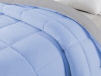 Razzai microfiber MammaYo Down Alternative Soft Quilted 300 GSM All Weather Comforter (90" x 100" Inches/228cm x 254cm) - Double Bed Comforters|Silver/Sky Blue| TC - 400