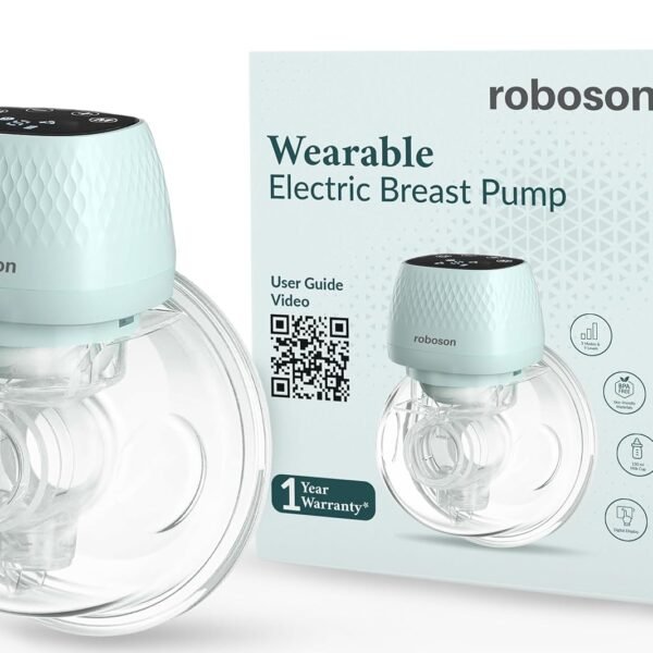 Roboson Wearable Electric Breast Pump For Feeding Mothers, Automatic Electrical Milk Feeding Pumping Machine with 3 Modes & 9 levels, Portable & Compact, Rechargeable with large 1400 mah battery, Digital Touch Screen, Food Grade Milk Cup of 150 ml, BPA Free and Skin Friendly (1 Year Warranty)
