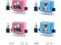 Roller Digital Teaching Stamp, Addition Seal Arithmetic Artifact, Math Roller Stamp with Ink for School Teaching Supplies (Pack of 4 Pcs).